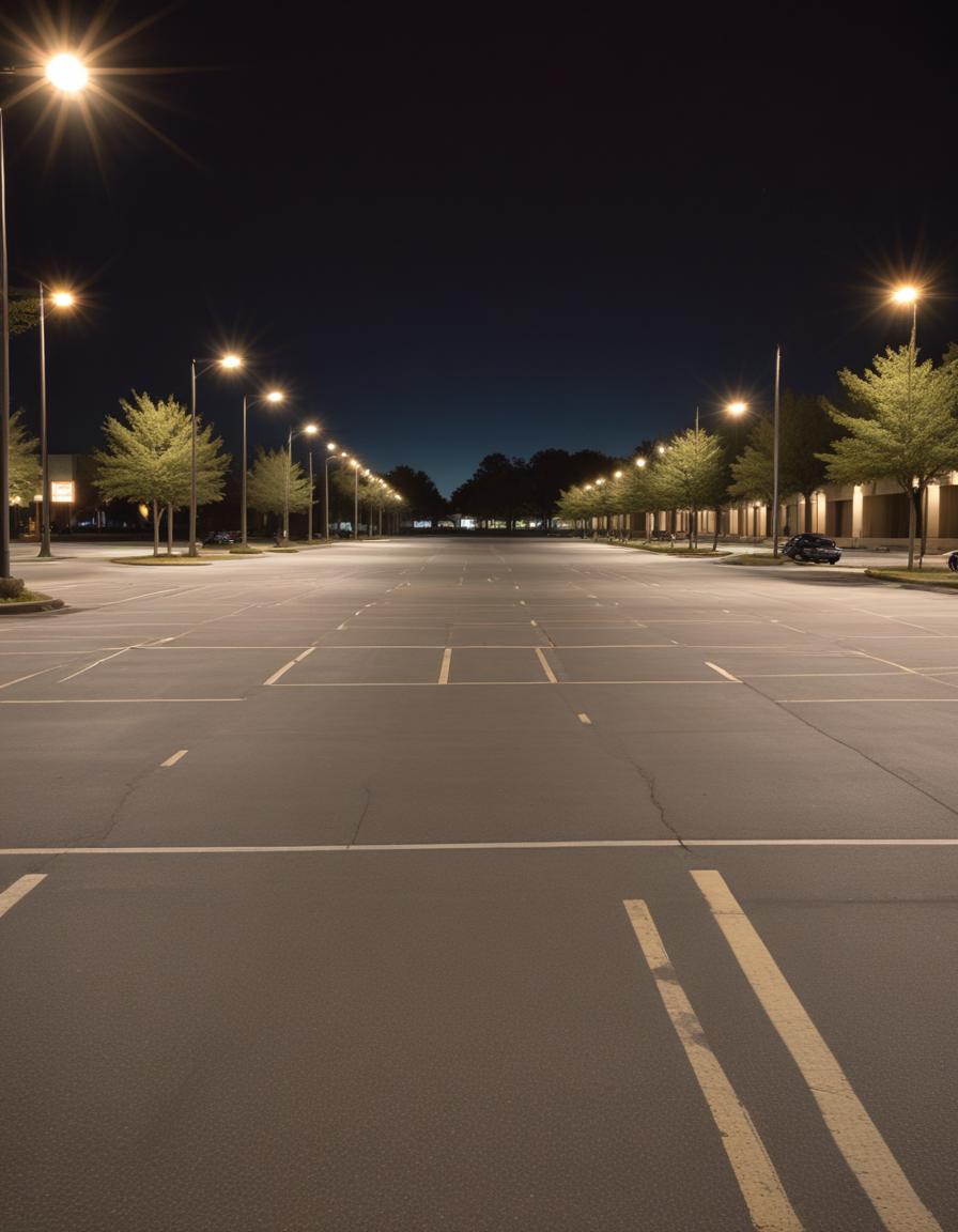 a empty parking lot at night